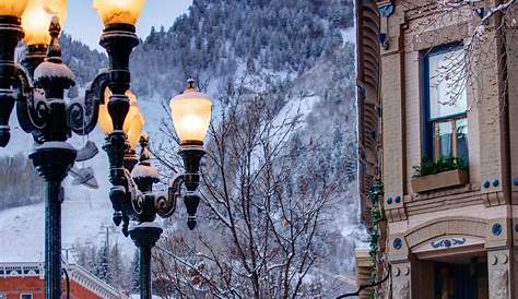 Aspen Colorado Downtown Winter Scene After Fresh Snow In