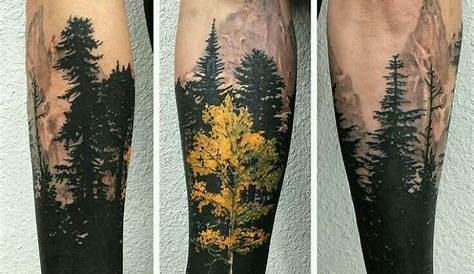 An Aspen Tree displayed in Black and Grey Tattoo Work. 