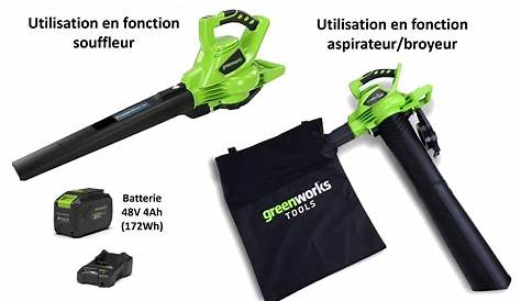 Aspirateur souffleur broyeur GREENWORKS sur batterie 40V