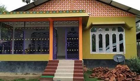 Assam Type House Front Side Wall Design Porch Home