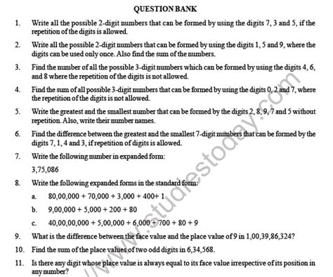 assertion and reason questions for class 6 maths knowing our numbers