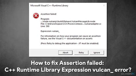assertion failed c++ vulcan