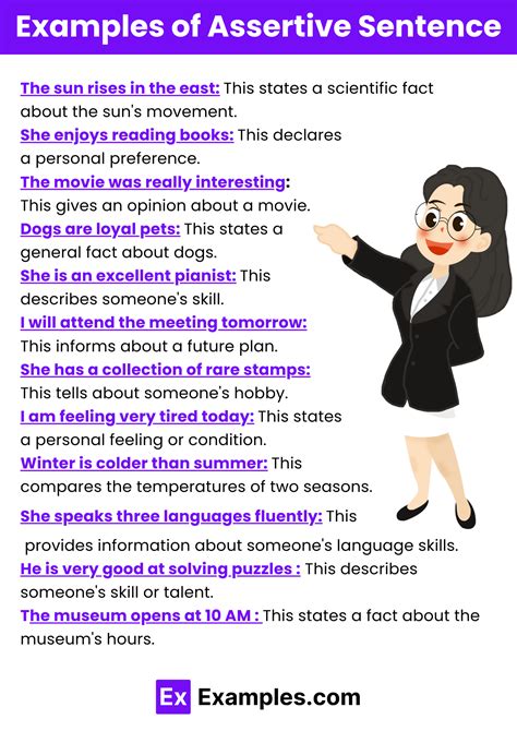assertive sentence examples with answers