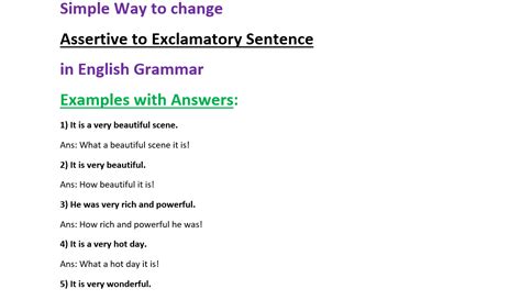 assertive to exclamatory sentences examples with answers pdf