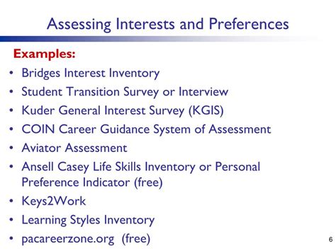 assessing interests
