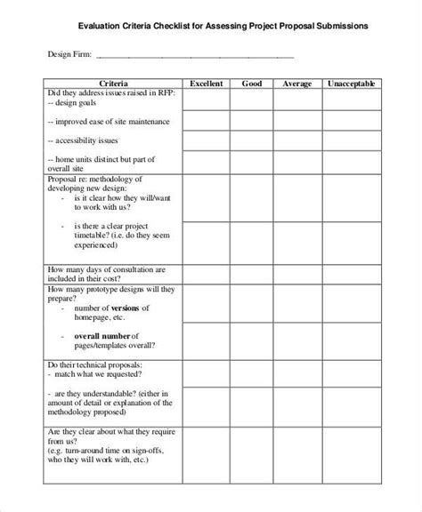 assessment criteria template