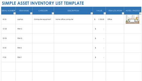 Asset Inventory List Excel