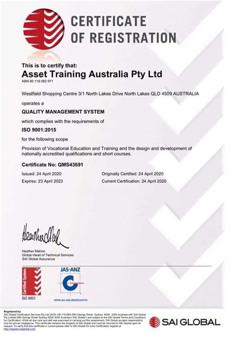 asset management certification australia