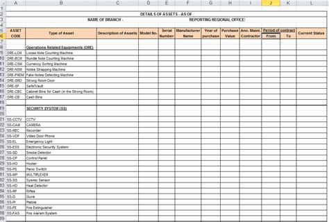 Asset Register Format Excel