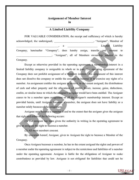 Sample Printable assignment of llc interest Form Printable Real