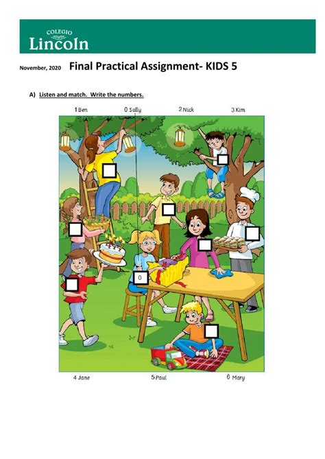 Assignment Worksheet For Kids