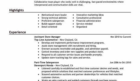 Assistant Store Manager Resume Summary Unique Airexpresscarrier Job Samples Examples