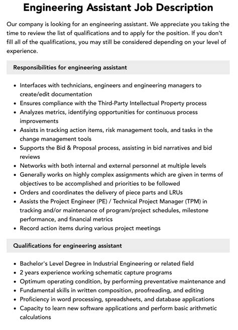 assistant engineer roles and responsibilities