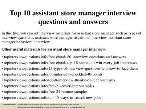 assistant store manager interview questions and answers
