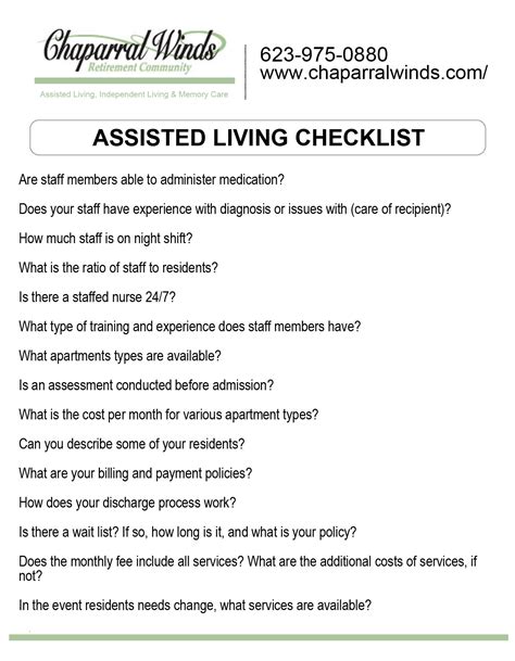 assisted living criteria for residents