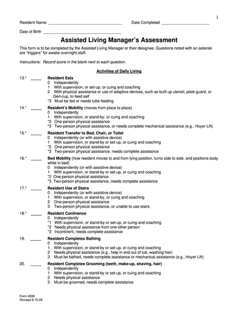 assisted living manager assessment
