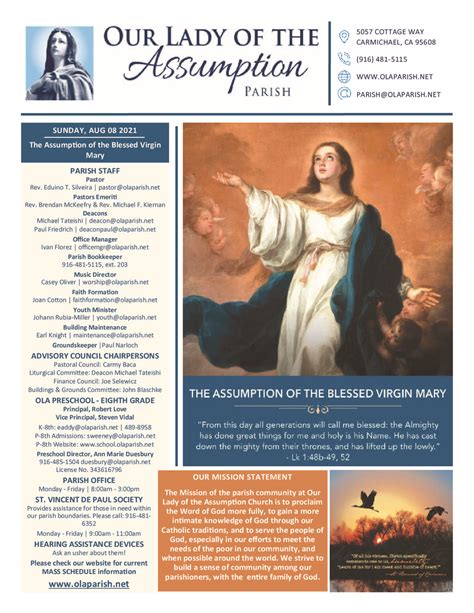 Weekly Bulletins Archive 2020 Our Lady of the Assumption Catholic Church