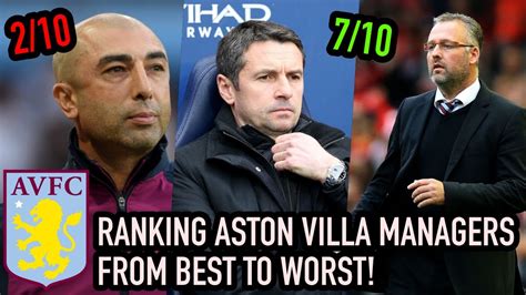 aston villa managers in order