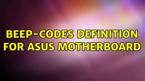 Asus Tuf Beep Codes