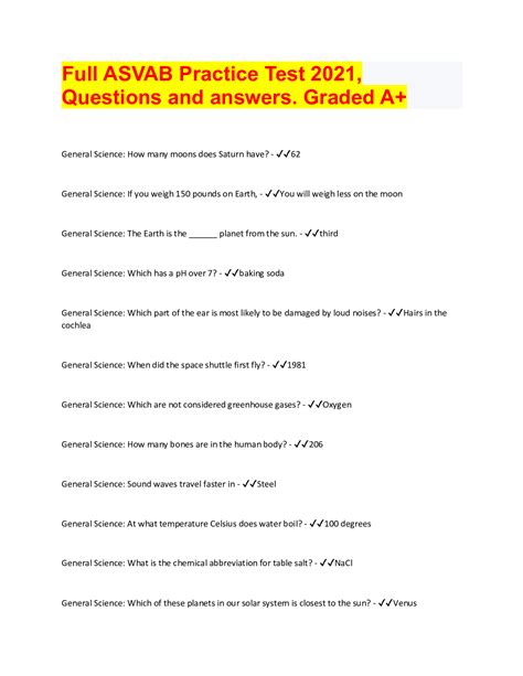 Asvab Practice Test Answers