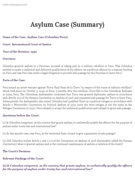 asylum case summary