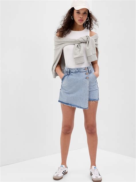 asymmetrical denim skort