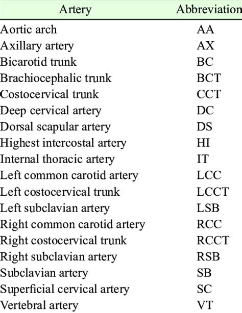 at medical abbreviation artery