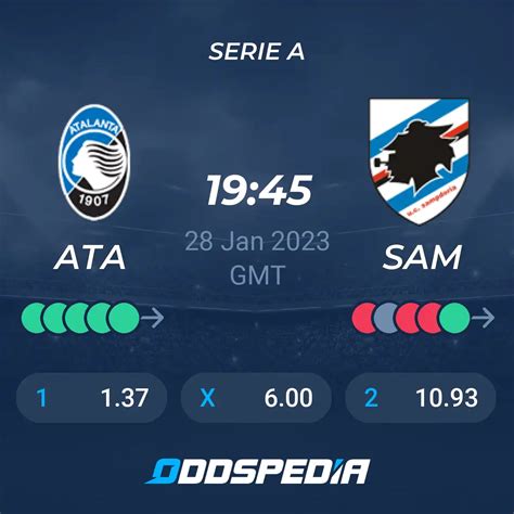 atalanta vs sampdoria prediction live