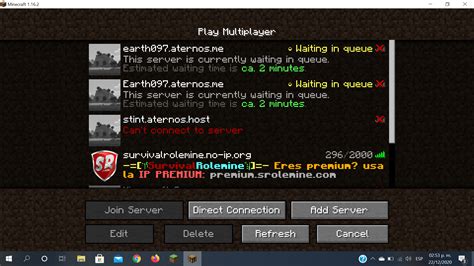 aternos minecraft servers list