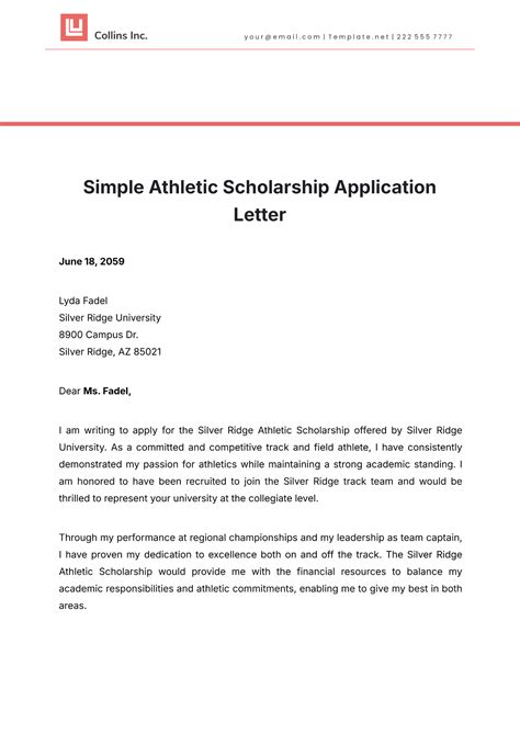 Athletic Scholarship Application Template