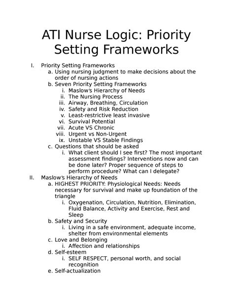 ati priority setting frameworks