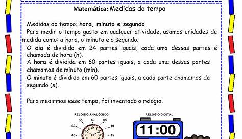 Atividade Horas | Medidas de tempo, Atividades de matemática 3ano