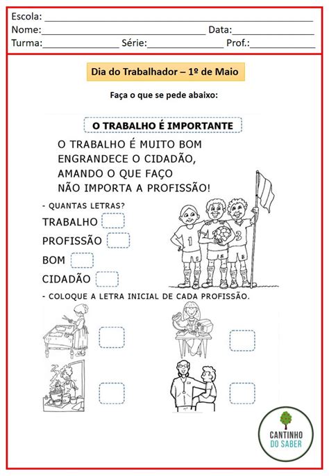 atividade dia do trabalhador 1 ano