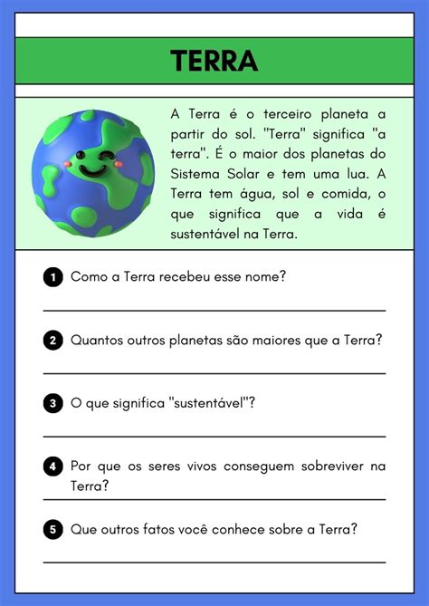 atividade sobre o planeta terra 5 ano