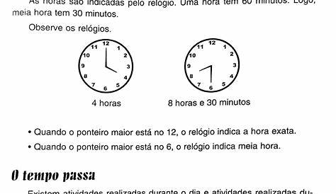 Profª Marciane Lima: Medida de Tempo: (EF02MA22) "Horas, minutos e