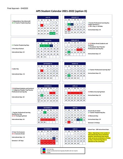 Atlanta Public Schools Calendar 21-22