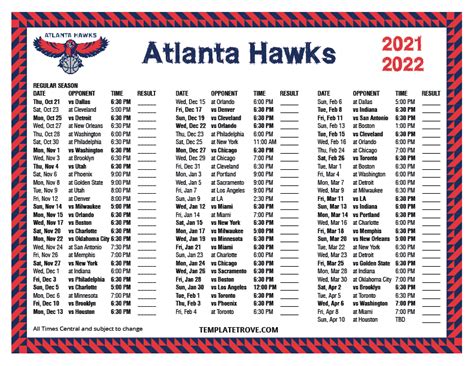 atlanta hawks schedule 2021-22