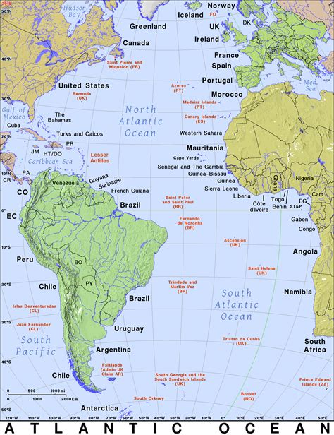 atlantic ocean countries map