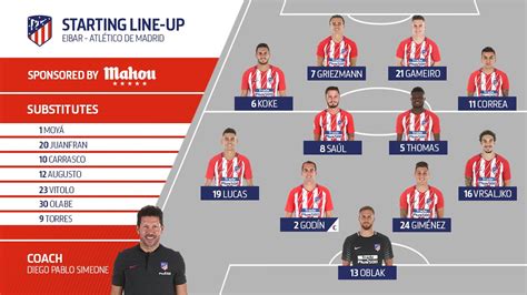 atletico madrid starting lineup today