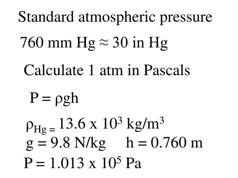atmospheric pressure in pascal unit