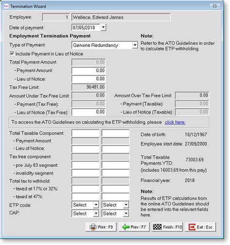 ato employment termination payment calculator