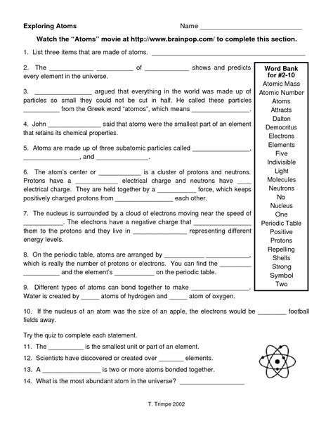 atoms and molecules worksheet answer key