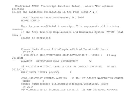 atrrs training transcript