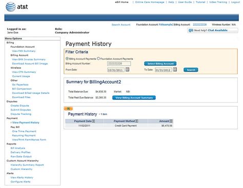 att.com payment history