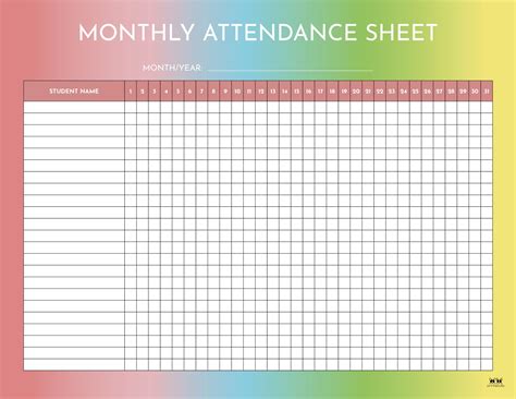 attendance worksheet