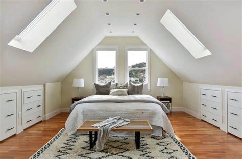 Attic bedroom with low-profile bed