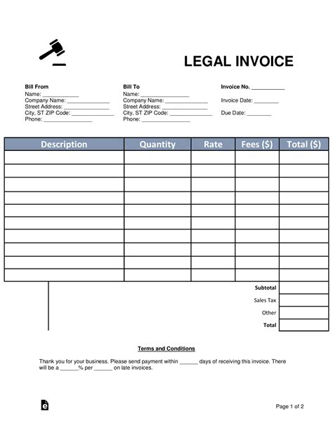 Legal Invoice Template Word invoice example