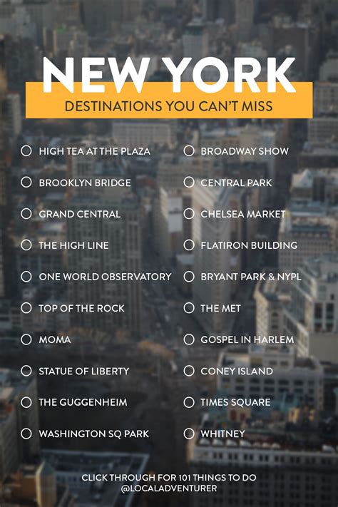 attraction in new york list