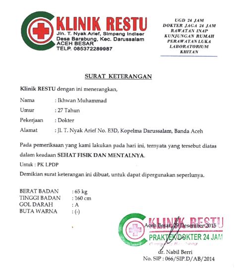 aturan surat sakit dokter