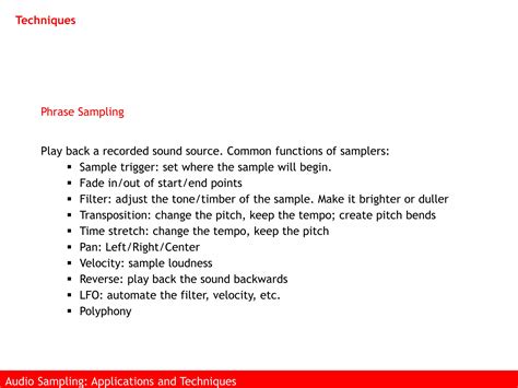 Audio Sampling Techniques
